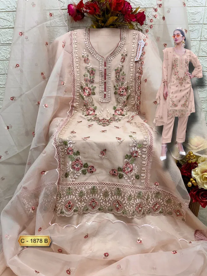 C 1878 Rosemeen By Fepic Organza Embroidery Pakistani Suit Wholesale Shop In India